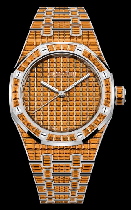 Review 2022 Audemars Piguet ROYAL OAK SELFWINDING ORANGE SPESSARTITE 50TH ANNIVERSARY Replica Watch 15554BC.SE.1274BC.01 - Click Image to Close